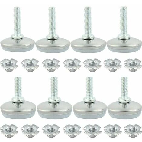 20PCS Patas ajustables para muebles Patas para gabinetes Metal Ajustable Acero inoxidable Cocina redonda con tornillos Patas para muebles Patas para muebles Silla Mesa M8 x 20 mm, M8 x 30 mm