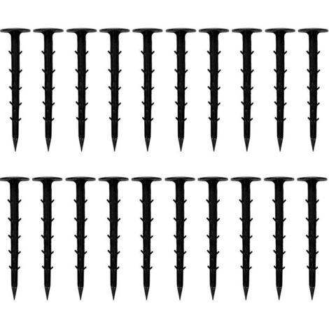 20pcs Paysage d'ancrage Paysage, pointes de jardin en plastique de 9, 8 pouces avec crochets et capuchon plus grand, bordure pelouse résistante à la chaleur et anti-âge pour jardin, bâ