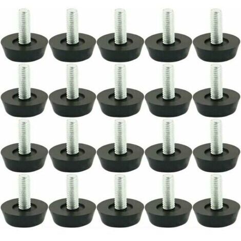 20pcs Pieds de Nivellement Meuble Réglable Pied Réglable Patin de Meuble Jambe Pied de Table Chaise Base Protection Plancher Vis Glisse 18mm x M6 x 20mm
