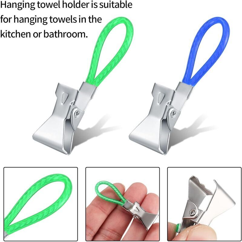 20PCS Pince Torchon Crochet Torchons, Clip de Rangement de Torchon de Cuisine en Métal, Clips Torchon Multicolores, Pinces Torchon à Suspendre