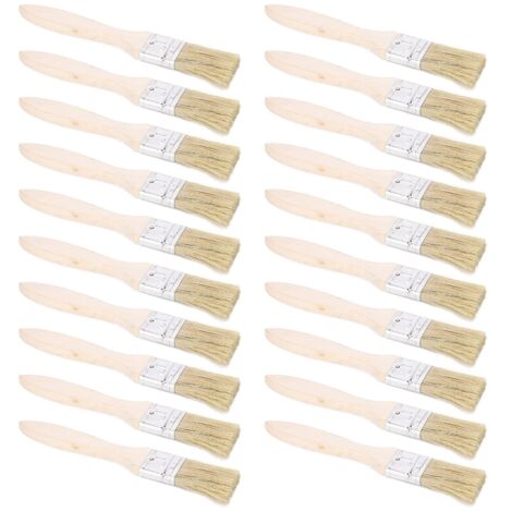 20pcs Pinceau, Kit de Brosse Plate à Manche en Bois de Laine Artificielle, pour Peinture Murale, Brossage de Barbecue et Nettoyage de Crevasse, 25mm, Brosses Métalliques Et Brosses En