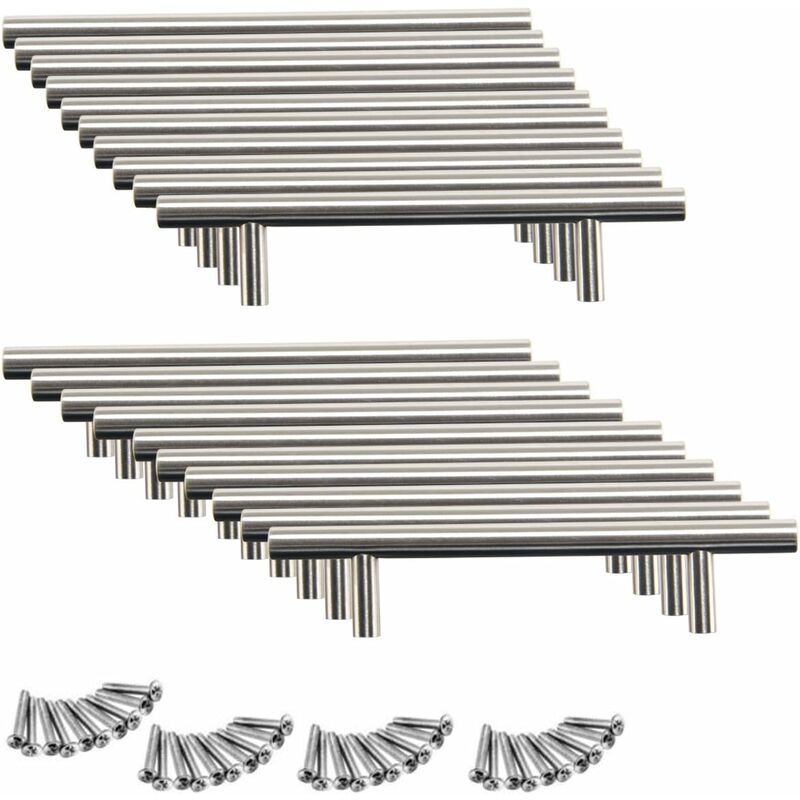 20pcs Poignée Bâton De Porte Cuisine Meuble Placard inoxydable,Ø12mm Poignée barre de porte d'Armoire avec Vis,Poignée d'armoire Poignée de tiroir