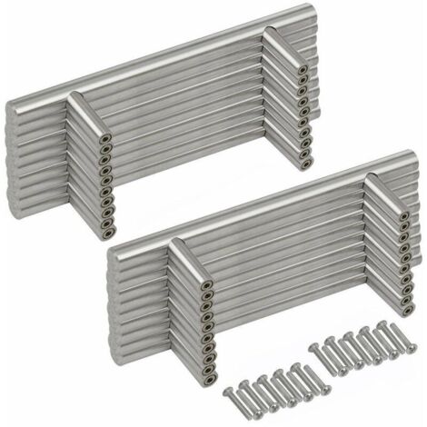 20PCS Poignée Bâton De Porte T- Bar Cuisine Porte Meuble Poignées Acier Inoxydable - Entraxe 64 mm