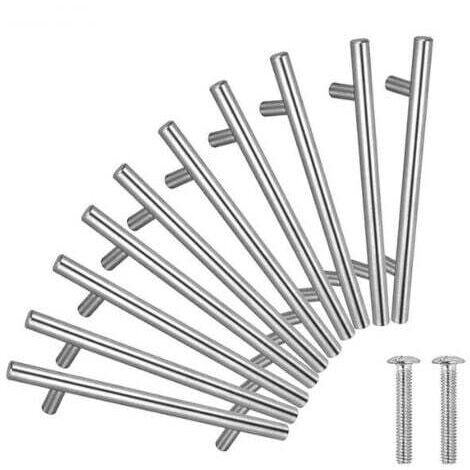 20PCS Poignée Bâton De Porte T- Bar Cuisine Porte Meuble Poignées Acier Inoxydable - Entraxe 64 mm--