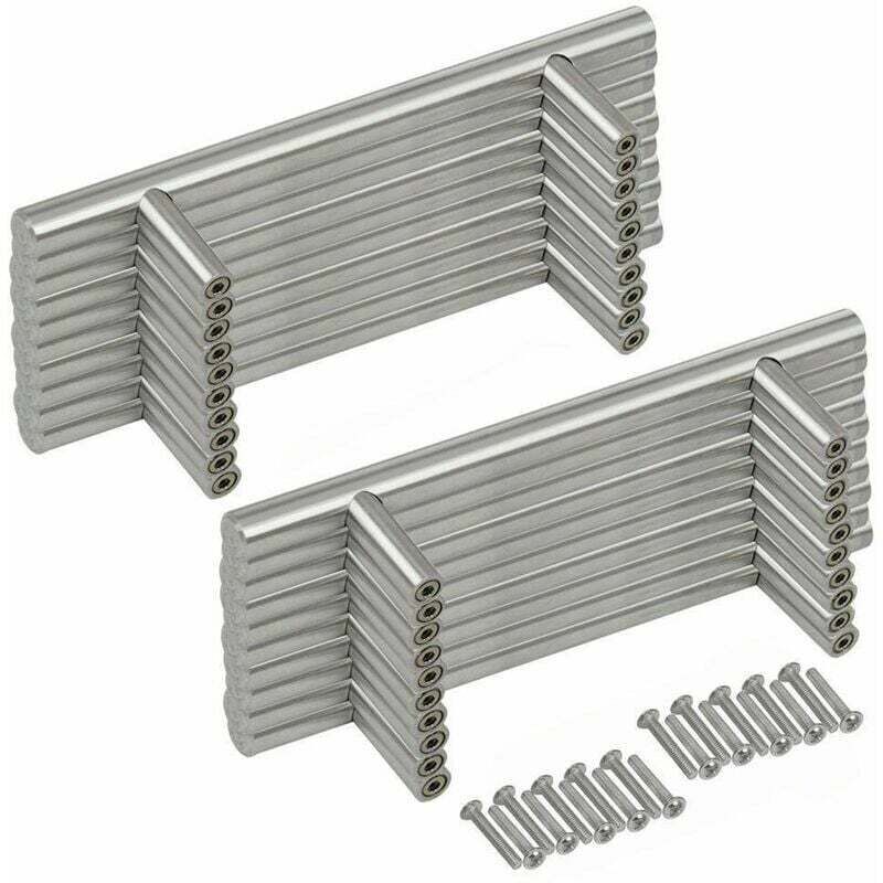 20PCS Poignée Bâton De Porte t- Bar Cuisine Porte Meuble Poignées Acier Inoxydable - Entraxe 96 mm