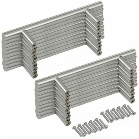 20PCS Poignée Bâton De Porte T- Bar Cuisine Porte Meuble Poignées Acier Inoxydable - Entraxe 96 mm
