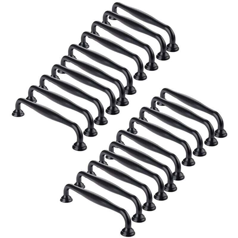 20pcs Poignée de Porte 128mm Entraxe Noir Bâton Cuisine Armoire Tiroir Chambre Tirer