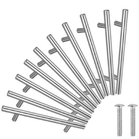20pcs Poignée Meuble Inoxydable Poignee de Meuble Cuisine Espacement des Trous de 96mm Acier Brossé Poignée en T pour Porte d'armoire
