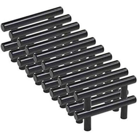 20pcs Poignee Meuble noir Poignée de Meuble Cuisine noir T Poignées Placard Tiroir Noir