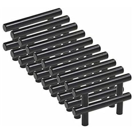 20pcs Poignee Meuble noir Poignée de Meuble Cuisine noir T Poignées Placard Tiroir Noir