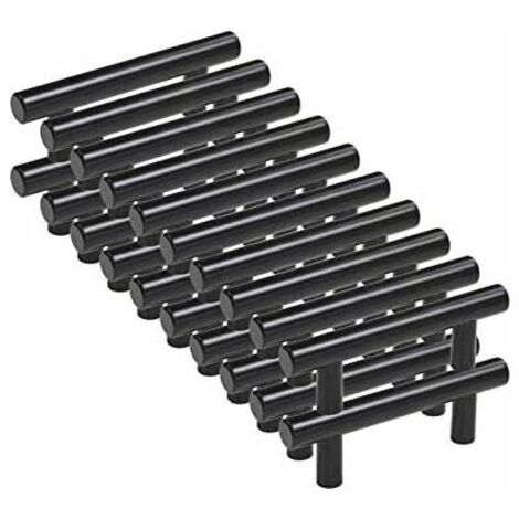 20pcs Poignee Meuble noir Poignée de Meuble Cuisine noir T Poignées Placard Tiroir Noir