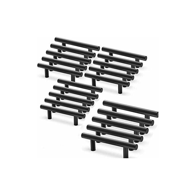 20pcs Poignee Meuble noir Poignée de Meuble Cuisine noir t Poignées Placard Tiroir Noir Entraxe 64mm
