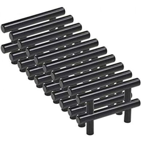 20pcs Poignee Meuble noir Poignée de Meuble Cuisine noir T Poignées Placard Tiroir Noir Entraxe 96mm