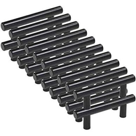 20pcs Poignee Meuble noir Poignée de Meuble Cuisine noir T Poignées Placard Tiroir Noir Entraxe 96mm