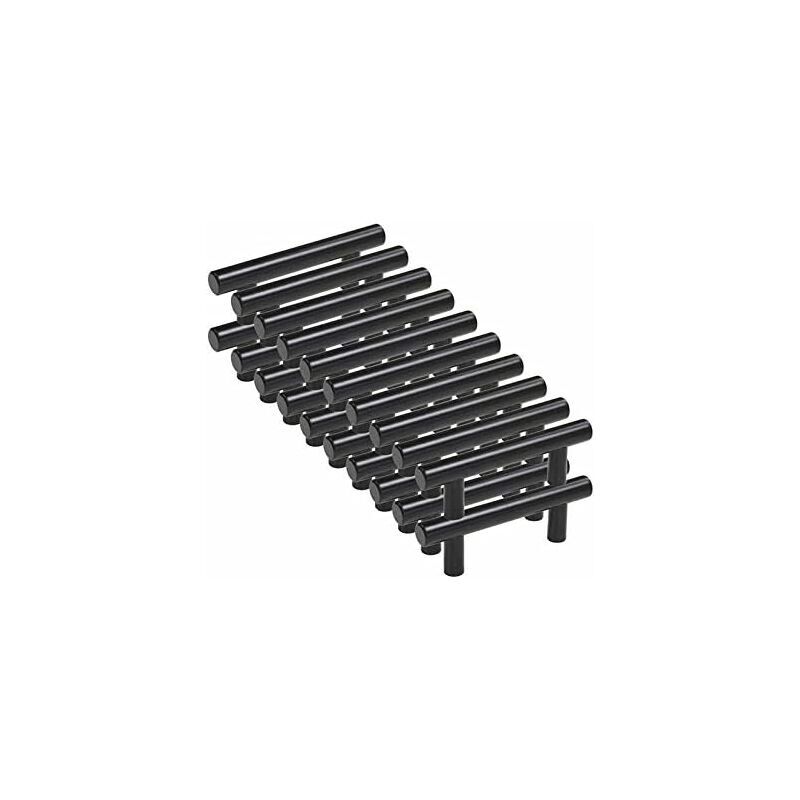 SNQ - 20pcs Poignee Meuble noir Poignée de Meuble Cuisine noir t Poignées Placard Tiroir Noir Entraxe 96mm(Ø12mm)