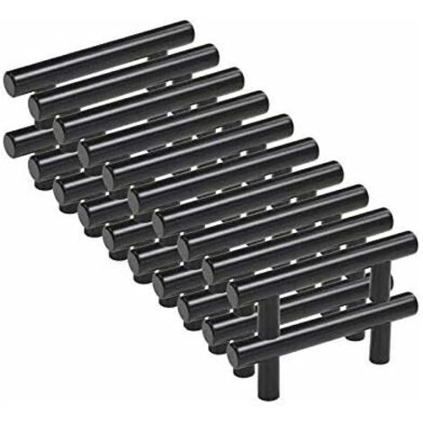 20pcs Poignee Meuble noir Poignée de Meuble Cuisine noir T Poignées Placard Tiroir Noirdengyank