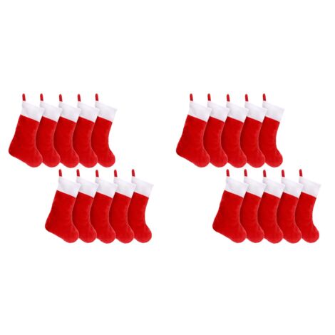 20PCS Red Felt Christmas Stockings Stocking Holders Socks Home Fireplace Gift Storage for Holidays