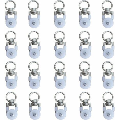 20pcs Rouleaux de Rail de Rideaux,Rouleaux de Rail,Rouleaux de Tringle à Rideaux GlissièRes,Poulie Silencieuse,Rail de Rideaux FenêTre Double Rail Rouleau,pour Rails de Rideau de Windows