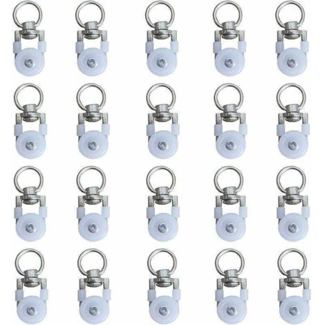 20pcs Rouleaux de Rail de Rideaux,Rouleaux de Rail,Rouleaux de Tringle à Rideaux GlissièRes,Poulie Silencieuse,Rail de Rideaux FenêTre Double Rail Rouleau,pour Rails de Rideau de Windows