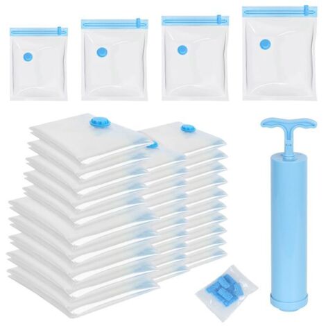20pcs Sacs de Rangement Sous Vide - Sacs Hermétiques pour Vêtements, Couettes, Literie, Oreiller