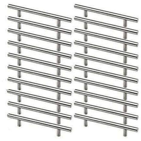 20pcs Stainless Steel Cabinet Handles Kitchen Cabinet Pulls 128mm Hole Pitch Brushed Steel T Shape MUMU