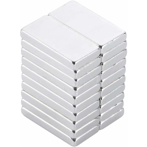 20PCS Super Fort Bloc Cuboïdes Aimant Puissant Terre Rare N35 Néodyme réfrigérateur, DIY, Cuisine, sous-Sol bâtiment - 20 x 10 x 2mm