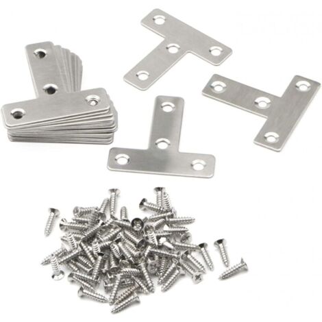 20pcs T-shaped flat corner brace with 4 holes for 90-degree veneer furniture repair, 50mm x 50mm, YMYNY