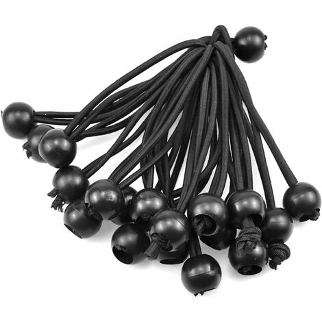 20pcs Tendeur Elastique Caoutchouc avec Boule, Tendeur Bâche, Tendeur Caoutchouc Noir, Caoutchouc de Bâche, Support de Bâche, Sangle Élastique pour Tentes, Bâches, Affiches, Toile, Bannière, Pavillons