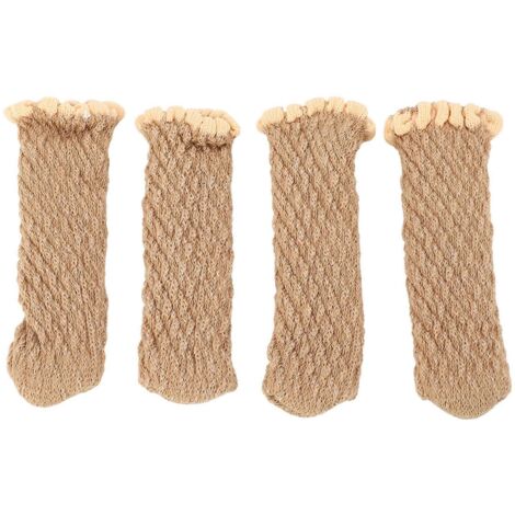 20Pcs Thickened Knitted Table Chair Leg Floor Protectors Covers Furniture Leg Socks for Hardwood Floors Elegant Log Color