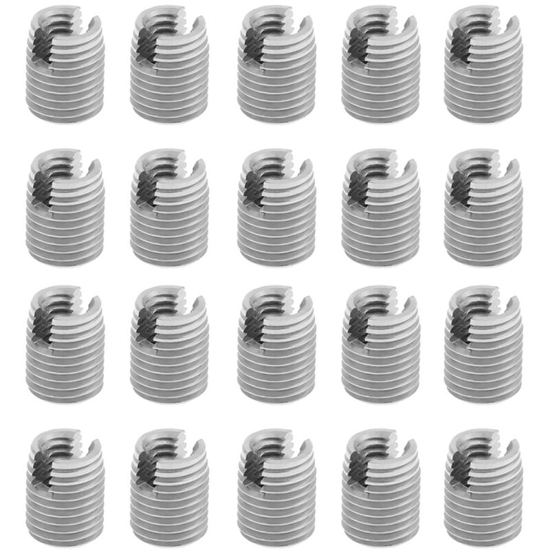 20pcs Vis à fente autotaraudeuse en métal Insertion de filetage Réparation hélicoïdale M4 x 8mm Set