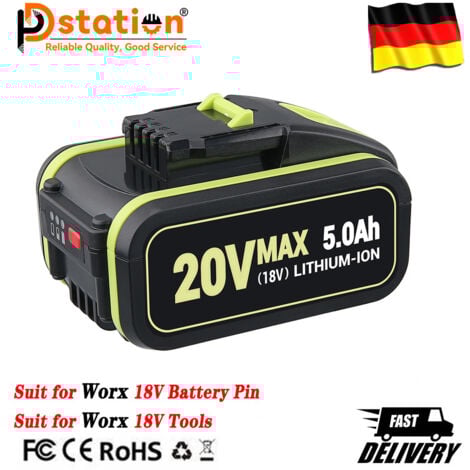 PDSTATION 20V 5.0Ah Ersatz-Akku für Worx 20V Akku WA3553 WR142E M700 WA3551 WA3551.1 WA3553 WA3553.1 WA3553.2 WA3556 WA3572 WA3605