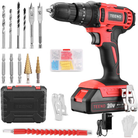 20 V Cordless Drill with 1 x 2 Ah Battery + Charger – Torque 40 Nm, Impact Drill Driver – 18+3 Settings for Wood and Concrete Drilling
