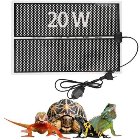 20W 28x42cm Reptilien-Heizmatte, Verstellbare Terrarien-Heizmatte mit Temperaturregelung für Reptilien, Heizkissen für Schildkröten, Geckos, Schlangen, Spinnen, Echsen