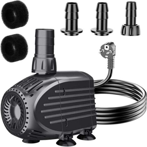 20W 750L/H Aquarium Pump - Ultra-Quiet - Dry Run Protection Filter and 3 Adapters - Compact Mini Fountain for Ponds, Aquariums, Water Features