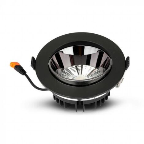 20W COB LED puce LED encastrée ronde puce Samsung réflecteur réglable couleur noire 6400K