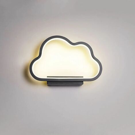 20W Indoor Wall Light, LED Wall Light Minimalist Design Cloud Shape, Warm White-Natural White-Cold White Tricolor Dimmable,RA≥85, Kids Bedroom Wall Light (Black) [Energy Class A]