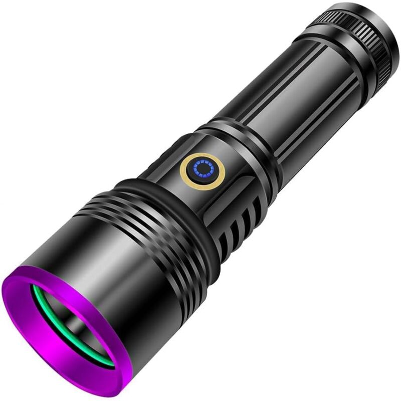 20W Lampe Torche UV LED 365nm Lampe de Wood Puissante Rechargeable USB Ultraviolet Lumière Noire Détecteur D'urine pour Resine,Minéraux,Suivi du