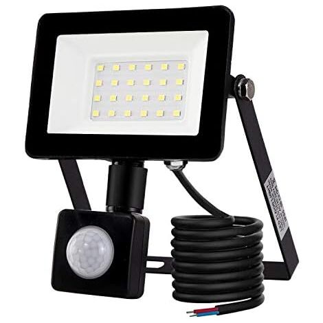 20W LED Outdoor Floodlight with Motion Sensor 6500K LED Outdoor Floodlight, IP66 with Motion Sensor Security Lamp, for Garden, Patio, Lawn, Party