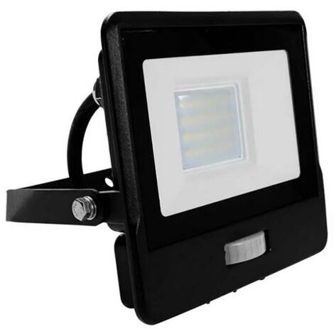 20W LED PIR SENSORE PROIETTORE SAMSUNG CHIP CORPO NERO 6400K 1M CAVO                                     - Luce FREDDA
