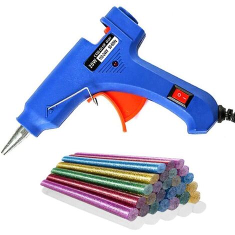 20W Pistolet à Colle Chaude, Mini Pistolet à Colle avec 30 Bâtons de Colle, Pistolet Colle Chauffrage pour Réparation, Artisanat, DIY (Bleu)