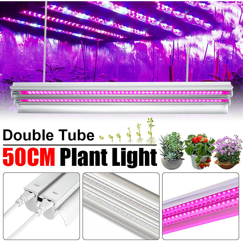 

20W T5 48 LED 50CM Cultivo de espectro completo Luz de planta Tubo de iluminación de doble tira Alta eficiencia Horticultura hidropónica Candelabro