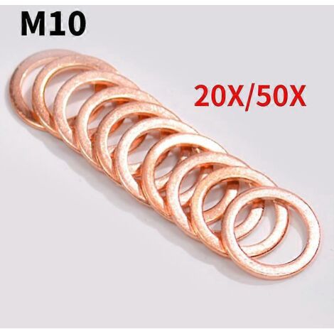 20x/50x Rondelles d'étanchéité en cuivre pour durites de frein et d'embrayage tressées M10 10 mm de moto - Accessoires et outils