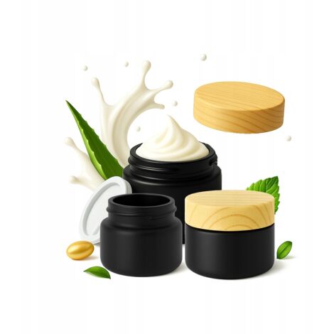 20x Barattolo di vetro NERO OPACO 10g per barattoli di cosmetici per creme e balsami
