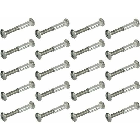 20x Binding Screw with Flat Head Socket Nut + Flat Head Phillips Screw Steel Fastener Metal Wood Furniture Shelf Bolt, M4 x 30mm