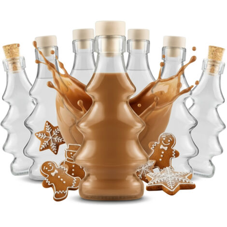 20x BOTTIGLIE DI VETRO 3D ALBERO DI NATALE 100ml BOTTIGLIA PER SCIROPPO SUCCO DECORAZIONE NATALIZIA