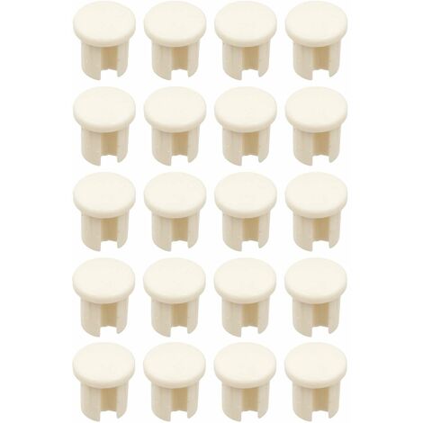 20x Cache trou bouchon 8mm Tube Coulisse Tiroir Capuchon Trou Vis Protection, en PVC blanc