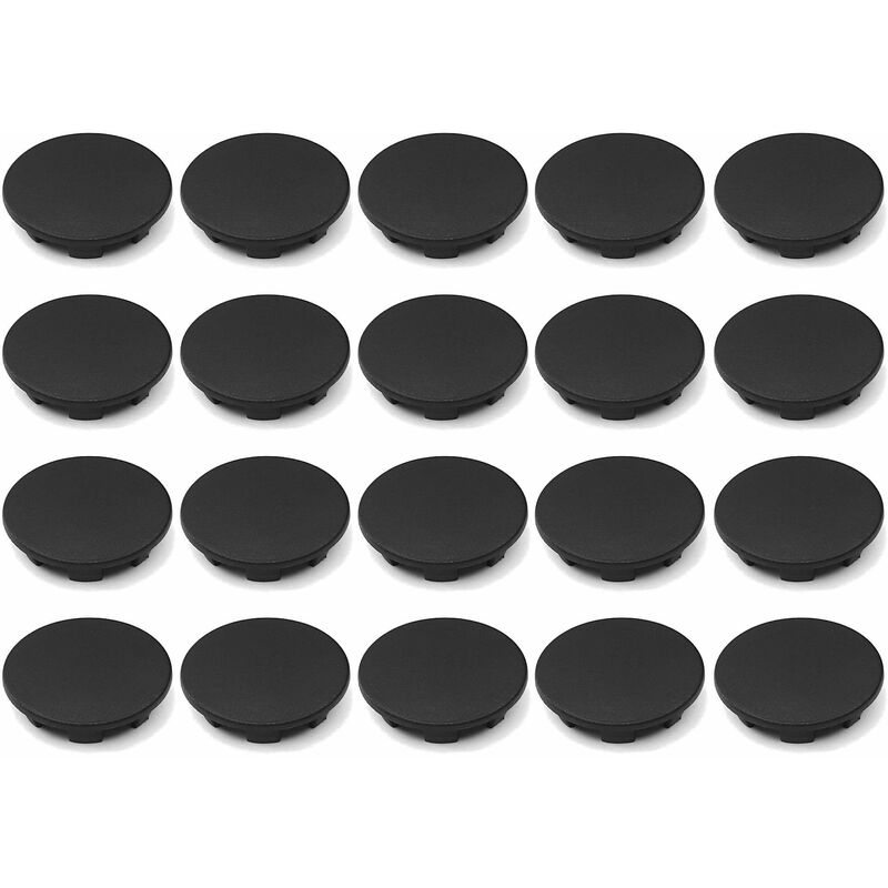 Cyclingcolors - 20x cache trou bouchon plastique 20mm noir protection trou meuble mur cloison