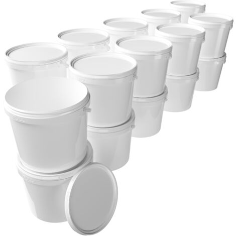 20x Eimer mit Deckel 5l Weiß Rund Kunststoff Eimer Lebensmittelecht, luftdicht und stabil