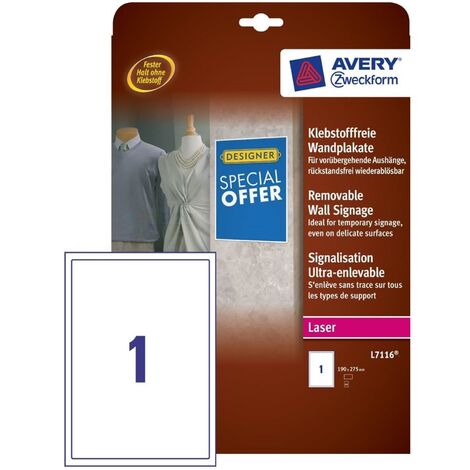 20x Klebstofffreie Wandplakate Weiß A4 190x275mm