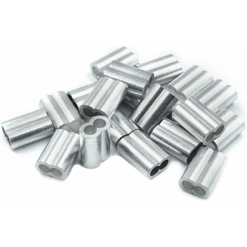 Ersandy - 20x Manchons à sertir en aluminium avec double embouts 4.0 mm Ferrules en aluminium, clip à sertir, manchons de presse, manchons à sertir,